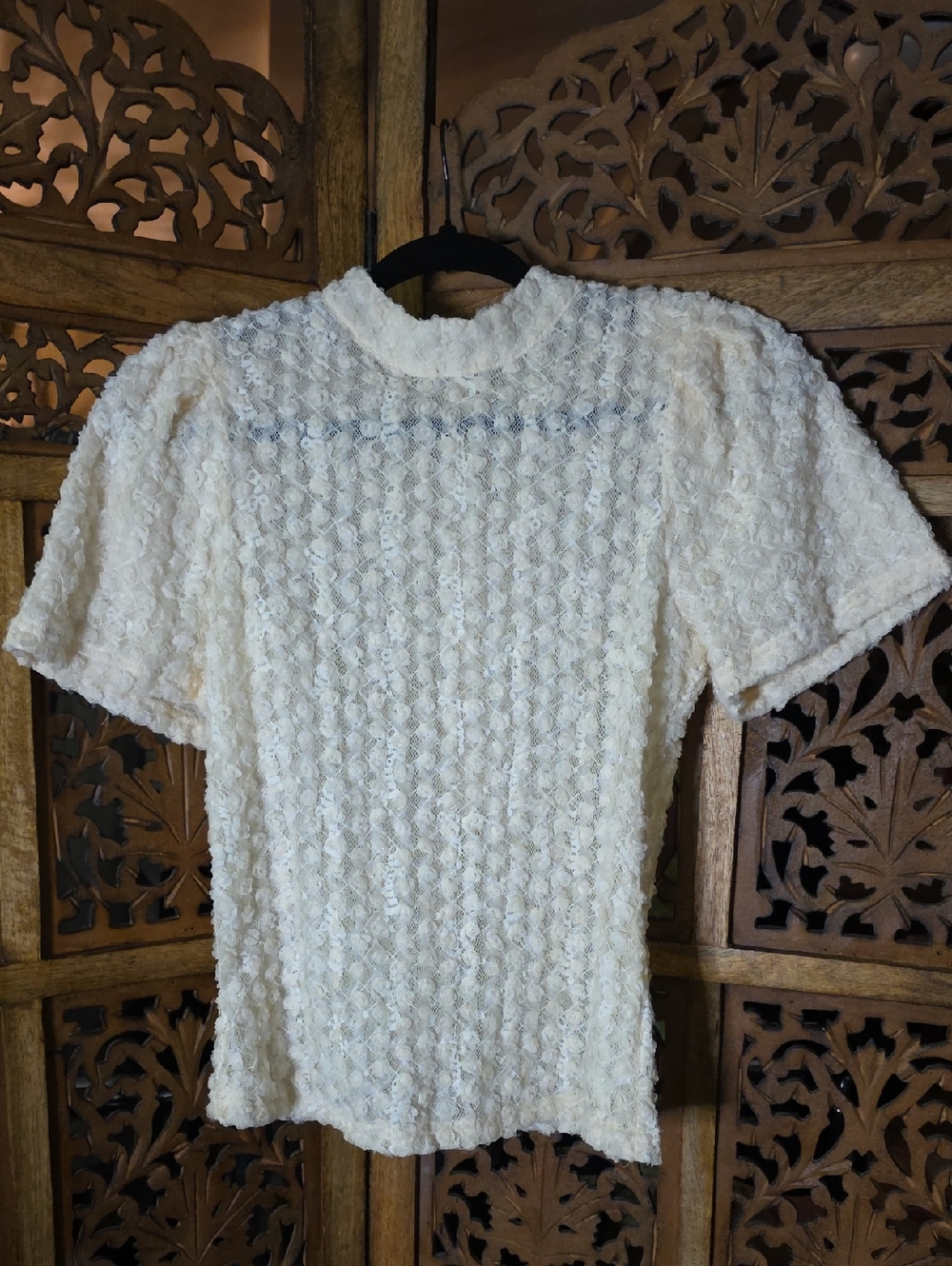Endless Rose Ivory Textured Short-Sleeve Top